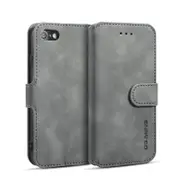 Retro Oil Side Horizontal Flip Case For Iphone Xs / X With Holder and Card Slots and Wallet (Grey)