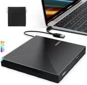 External CD DVD +/-RW Drive USB 3.0 Type C Portable CD/DVD Player Burner Reader