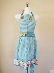 NWT Kay Dean Design Blue and White Striped Bicycle Apron