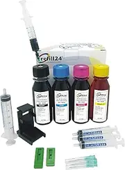 refill24 Refill Kit: Refill Ink 400ml Compatible with HP 302 302 XL Black and Colour Multipack + Accessories + Instructions Refill Set with Printer Ink for DeskJet OfficeJet Envy