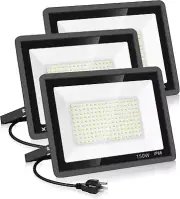 3 Pack 150W LED Flood Light Outdoor,Super Bright Exterior Security Light with Pl