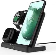[DGBAY] 3 in 1 Wireless Charging Station for Samsung, Wireless Charger for Galaxy S25 S24 S23 Ultra S22 S21+ S20 Note 20/10/9/8 Z FILP/Fold 5 4 3, Galaxy Watch 6/5/4,Buds 2/Pro/Live (Black)