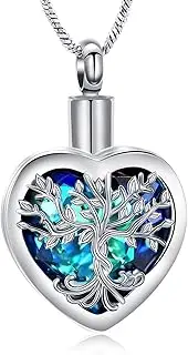 [QGJNSGC] Urn Necklace for Ashes Tree of Life Crystal Cremation Jewellery for Ashes Heart Memory Jewellery for Women Girls