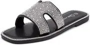 [Herstyle] Showstopper Womens Rhinestone Bohemian Slip On Flip Flops Shoes Strap Gladiator Toe Loop Flat Sandals