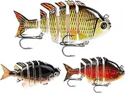 Bass Fishing Lures | Fish Lure Kit Treble Hooks Swim Bait | Crankbaits for Swimming, Fishing Gear for Pike, Bluegill, Salmon