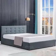 DELUXE Gas Lift Fabric Upholstery Storage Bed Frame/Queen/ King