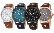 Men's August Steiner AS8244 Quartz Retrograde Day Date 24Hrs Leather Strap Watch