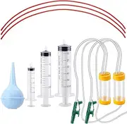 Jutom 9 Pack Puppy Kitten Feeding Tube Kit Includes 3 Pack 8 FR Red Rubber Feeding Tubes 3 Pcs 10 ml Syringes Bulb 2 Double Tube Feeders Syringe for Goat Puppy Kitten Small Animals Pet Supplies