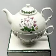 NEW/BOX Portmeirion Botanic Garden Cyclamen Tea For One Teapot Cup William-Ellis