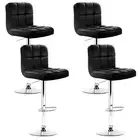 4x Bar Stools Leather Gas Lift Black Modern Kitchen Dining Furniture Set -BKX4