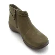 Merrell Leather Slip-on Encore Braided Bluff Ankle Boots Olive