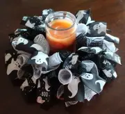 14" or 18" BOO! Ghosts Halloween Centerpiece, Candle Ring, Wreath Deco Mesh EEK!