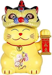 Lucky Cats Decoration - Fortune Health Wealth Welcoming Cat Decor Display - Welcoming Fortune Cat Solar Powered Nodding Cat for Home, Desktop