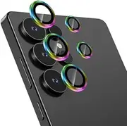 ZUSLAB Lens Protector for Samsung Galaxy S25 Ultra Camera Screen Protector Tempered Glass Individual Metal Ring Lens - Iridecent