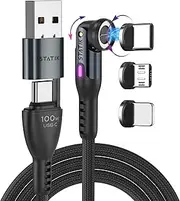 Statik 360 Pro Magnetic Charging Cable - 100W Fast Charging Magnetic USB C Charging Cable, Magnetic Charger Cable Compatible with Apple Devices, USB-C, Micro-USB, USB-A Adapter - Black 3FT/1M 3Pack