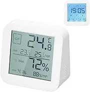 Multifunctional Digital Display ing Screen Hygrothermograph Indoor Humidity and Temperature Meter Dual-Screen Table Clock Countdown Clock White