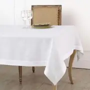 Linen Tablecloth – 100% Pure Linen Christmas White Tablecloth 144" L x 60" W ...