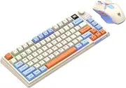 Lancoon 2.4G Wireless Keyboard and Mouse Combo with Dual-Mode 80 Keys Screen Display Volume Knob Color Light Rechargeable Mice Adjustable DPI for Gaming Computer PC