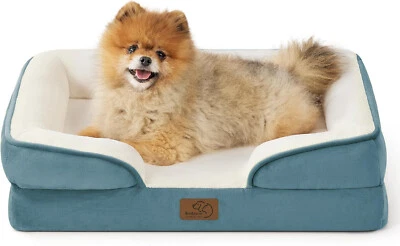 Bedsure Orthopedic Dog Bed for Small Dogs Waterproof Dog Sofa Beds Coastal Blue
