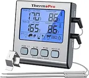 ThermoPro TP17 Digital Meat Thermometer with Dual Temperature Probe Large Backlight LCD Food Thermometer with Timer for Kitchen Oven BBQ Cooking Thermometer