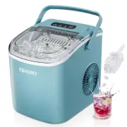 Portable Ice Maker 26lbs/Day, 9 Cubes in 6 Mins, Auto-Cleaning, Blue