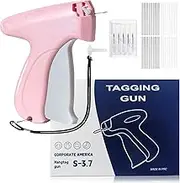 Fast Sewing Gun for Clothes and Fabrics, Compact Sewing Gun for Quick Repair, tag Gun for Clothes, containing 6 Stitches, 500 Black and 500 White 5mm Mini Fasteners (pink-gray)