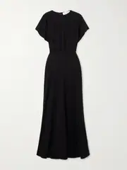 [Matteau] Matteau - Gathered Silk Crepe De Chine Maxi Dress - Black - 5 5 Black