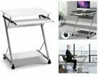 Metal Pull Out Table Desk White Computer Desk w/ Shelf Sliding Keyboard Z-shape