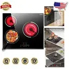 Versatile 24' Touch Control Electric Cooktop - Drop-in 3 Zones, 9 Levels