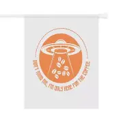 ufo steals coffee beans funny spaceship Garden & House Banner alien humor