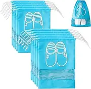 [EZONEDEAL] Shoe Travel Bag, Portable Transparent Household DustProof Travel Shoe Bag, Drawstring Sports Shoe Bags, Home Shoes Storage Organizers, Shoe Bags for Travel Men Women (10Pcs Light Blue)
