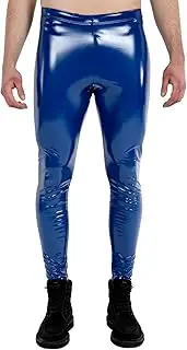 [Kapow Meggings] Mens High Gloss Vinyl Leggings, Billy Blue, M