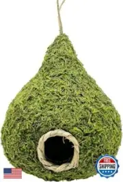 Large Green Moss Birdhouse for Outside Garden Decoration Hanging Bird Hut Bir