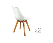 Charles Eames Set of 2 Padded Dining Chair - White- Free Shipping