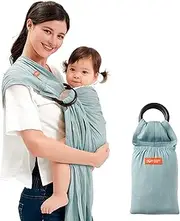 Mamaway Baby Ring Sling Carrier - Newborn and Toddler Sling (Supports up to 154lbs), IHDI Certified, Rayon & Linen Made, Soft & Breathable, Nylon 66 Safety Rings, Storage Pocket Design, Blue