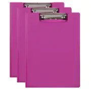 3PK Marbig PP Summer Colour A4 Document Clipfolder Office Paper/File Holder Pink