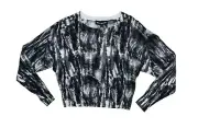 DKNY Tie Dye Cropped Long Sleeve Women's Top S NWT Black/White