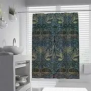 Traditional Vintage Shower Curtain Floral Birds Pattern Bathroom Curtains Farmhouse Bath Decor with Hooks Extra Long Cloth Fabric 200 x 220 cm
