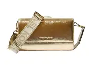 Michael Kors Jet Set Item Large Zip Around Wallet Crossbody Bag Pale Gold