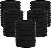 ZHIYE Elastic Hair Ties, 50 Pcs Thick Seamless Hair Bands No Damage Soft Ponytail Holders Hair Bobbles for Girls Women, Black