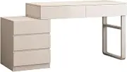 Computer Desk with Storage Cabinet, Modern Simple Style Vanity Table Extendable PC Study Desk Wood Writing Desk Workstation for Bedroom, Home Office,100cm