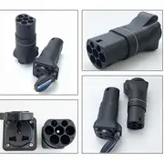 16A Electric Vehicle EVSE Adapter Portable EV Plug Type 2 to 2 Pin Socket,EU Plug Black