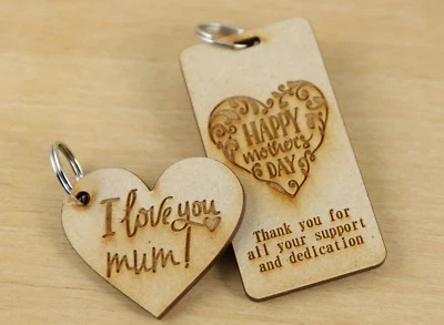 MOTHER'S DAY BIRTHDAY WOODEN TIMBER KEY RING TAGS FAVOURS GIFT LASER ENGRAVED