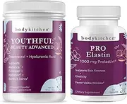 Body Kitchen - Youthful Beauty Advanced Collagen Peptides Powder + Resveratrol and Hyaluronic Acid 10oz + Pro-Elastin 60ct