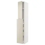 METOD / MAXIMERA hc w p-o func 1dr/4drw, white/Havstorp beige, 40x60x240 cm