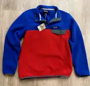 Patagonia Synchilla Snap-T Red Blue 1/4 Zip Pullover Fleece NWT Mens Size M