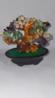 Seven Chakra tree of life with healing crystals wired in Bonsai Tree,