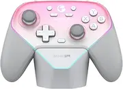 GameSir Super Nova Wireless Gaming Controller for PC/Switch/iOS/Android, Hall Effect Stick & Trigger, Rubberized Grips, RGB Lighting, Swappable ABXY, Detachable Faceplate, 1000mAh with Charging Dock (Pink)