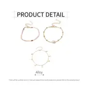 3x Pink Star Anklet Set Women’s Five-Pointed Star Foot Chain Fringe Jewelry Gift