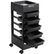 VEVOR Beauty Salon Trolley Cart Plastic Salon Rolling Cart with 5 Drawer 4 Wheel
